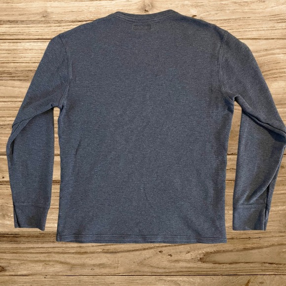 Polo Ralph Lauren Mens Medium Dark Gray Waffle Knit Thermal Long Sleeve Crewneck - Picture 2 of 7